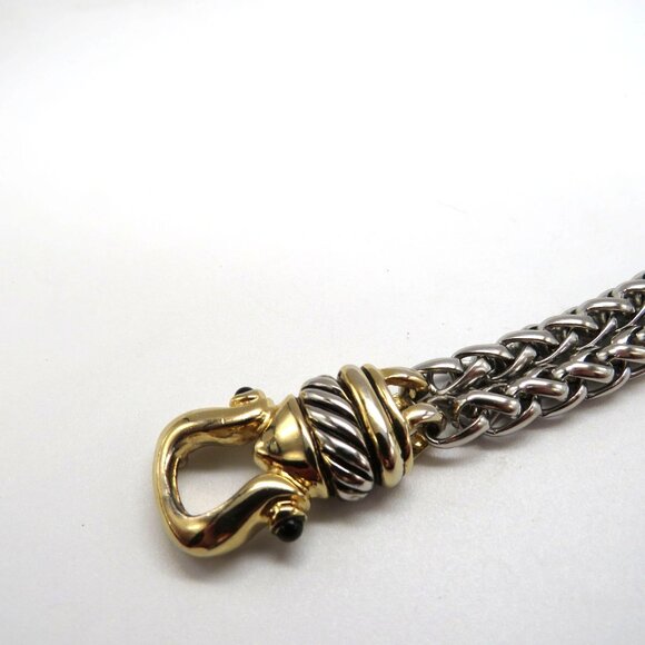 Vintage Bracelet Gold Silver Tone Hook Magnetic Clasp Woven Chain Design - Picture 11 of 16